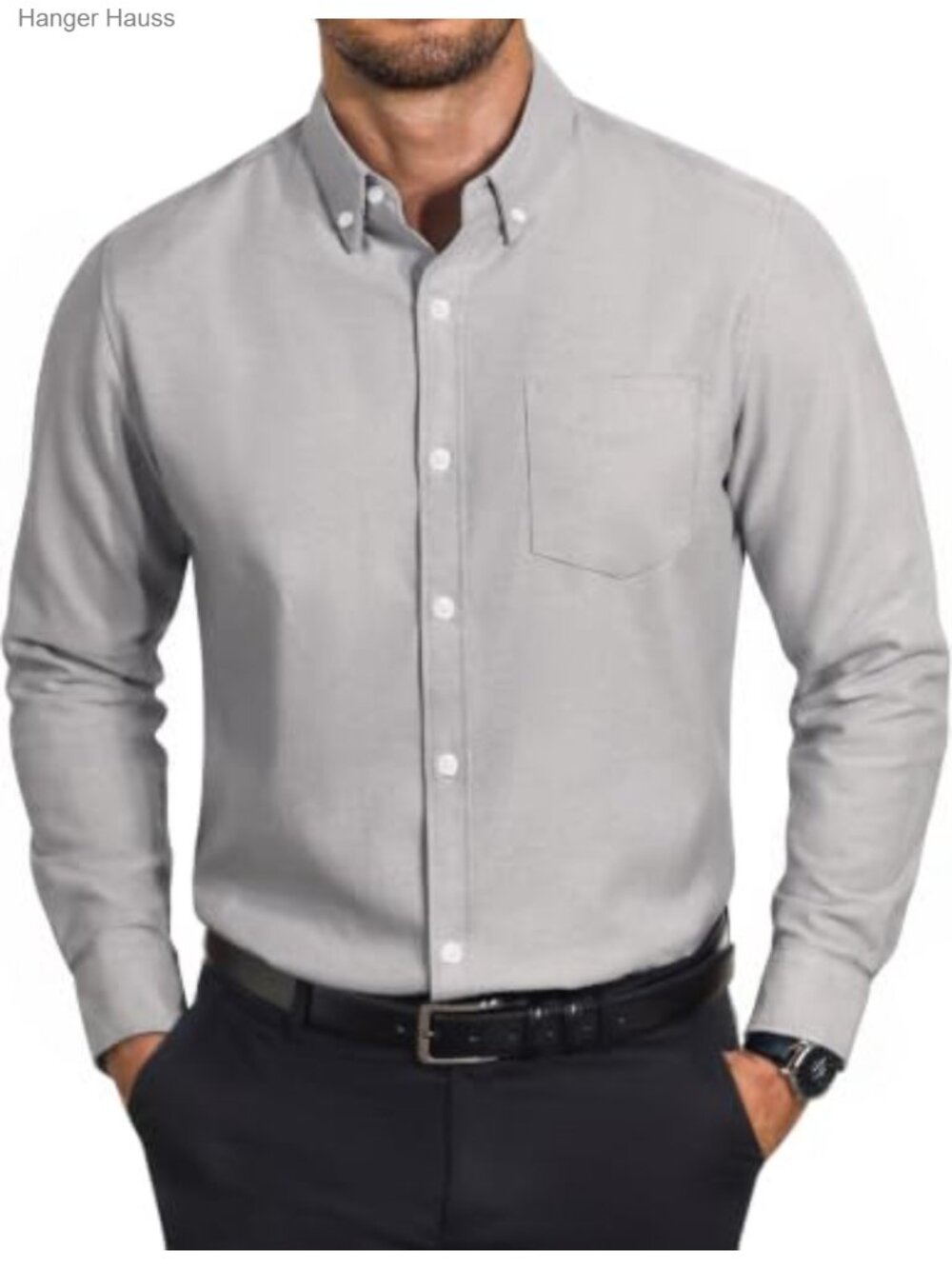 Men's Cotton Oxford Button Down Dress Shirt Long Sleeve with Chest Pocket